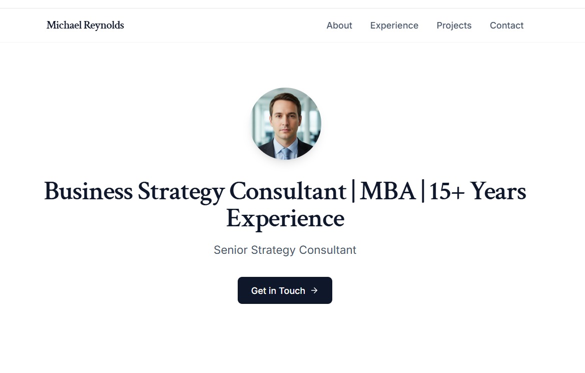 Screenshot of Strategy Consultant template
